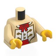 Torso, Coat, White Panels, Red Bow Tie, Sash, Gold Trim print, Tan Arms, Yellow Hands Beige