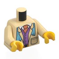 Torso, Jacket, Lavender Jacket, White Shirt, Coral Tie, Medium Azure Scarf print, Tan Arms, Yellow Hands Beige