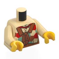 Torso, Red/Sand Blue/Dark Orange/Tan Quilted Tunic, Dark Orange Scarf, Red Necklace print, Tan Arms, Yellow Hands Beige