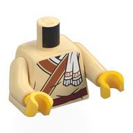Torso, Robe, Dark Orange Trim, Dark Red Belt, White Scarf print, Tan Arms, Yellow Hands Beige