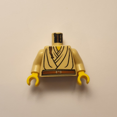 Torso Layered Shirt, Brown Belt and Padawan Braid Print (Obi-Wan), Tan Arms, Yellow Hands Tan
