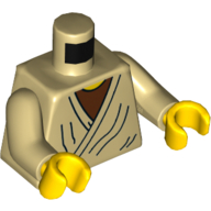 Torso Robe, Reddish Brown Shirt / '20 YEARS LEGO STAR WARS' Print (Obi-Wan), Tan Arms, Yellow Hands Tan