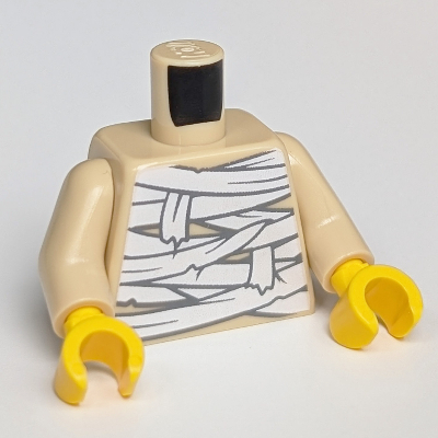 Torso White Bandage Wrapping Print, Tan Arms, Yellow Hands Beige
