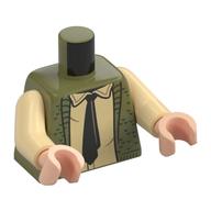 Torso Knitted Sweater, Tan Shirt, Black Tie print, Tan Arms, Light Nougat Hands Olive Green