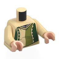 Torso, Sweater, Dark Green/Olive Green Stripes, Light Bluish Grey Shirt print, Tan Arms, Light Nougat Hands Tan