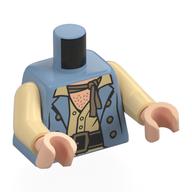 Torso, Jacket, Buttons, Tan Shirt, Dark Brown Belt, Dark Tan Scarf, Light Nougat Chest print, Tan Arms, Light Nougat Hands Sand Blue