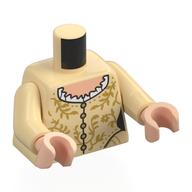 Torso Dress, White Trim, Buttons, Light Nougat Chest, Gold Decorations print, Tan Arms, Light Nougat Hands Tan