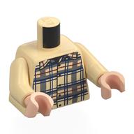 Torso, Dark Blue/Dark Red/Dark Bluish Grey Plaid Shirt print, Tan Arms, Light Nougat Arms Tan