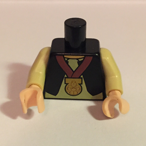 Torso Vest and White Shirt with Nougat-Colored Skin and Gold Medal Print, Tan Arms, Light Nougat Hands Black