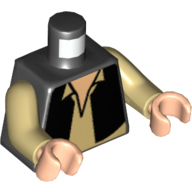 Torso Vest and White Shirt with Nougat-Colored Skin Print (Han Solo), Tan Arms, Light Nougat Hands Schwarz