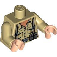 Torso Shirt, Open Collar, Ammo Belt & Suspenders Print, Tan Arms, Light Nougat Hands Tan
