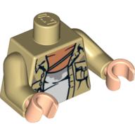 Torso Shirt, Open with 2 Pockets, Stained Undershirt Print, Tan Arms, Light Nougat Hands Tan