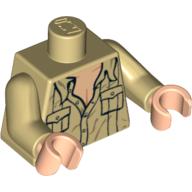 Torso Shirt, Open Collar with Pockets Print, Tan Arms, Light Nougat Hands Tan