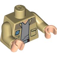 Torso Shirt Open with Pockets and Gray T-Shirt Print (Captain Antilles), Tan Arms, Light Nougat Hands Beige