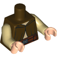 Torso Robe with Tan Undershirt, Reddish Brown Belt Print (Ki-Adi-Mundi), Tan Arms, Light Nougat Hands Dunkelbraun
