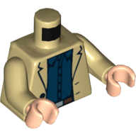 Torso Jacket with 2 Buttons, Dark Blue Shirt and Belt Print, Tan Arms, Light Nougat Hands Tan