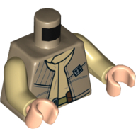 Torso Vest with Tan Undershirt, General Insignia Print (Rebel), Tan Arms, Light Nougat Hands Dunkelbeige