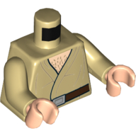 Torso Robe, Open with Brown Belt and Chest Hair Print (Wuher), Tan Arms, Light Nougat Hands Tan