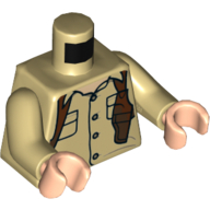 Torso Shirt with Pockets, Buttons, and Reddish Brown Gun Holster Shoulder Harness Print, Tan Arms, Light Nougat Hands Tan