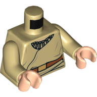 Torso Robe with Necklace and Belt with Gold Buckle Print, Tan Arms, Light Nougat Hands Tan