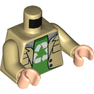 Torso Jacket, Green Shirt with Recycling Logo Print, Tan Arms, Light Nougat Hands Beige