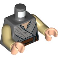 Torso Robe, Open Neck, Light Bluish Gray Crossed Sash, Reddish Brown Belt Print (Rey), Tan Arms, Light Nougat Hands Dunkelblaugrau