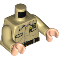 Torso Shirt, Pockets, Pen, Police Badge, Reddish Brown Belt Print, Tan Arms, Light Nougat Hands Tan