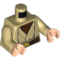 Torso Robe, Reddish Brown Undershirt, Reddish Brown Belt with Gold Buckle Print (Obi-Wan), Tan Arms, Light Nougat Hands Tan