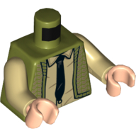 Torso Sweater Vest, Tan Shirt, Black Tie Print, Tan Arms, Light Nougat Hands Olive Green