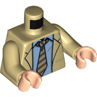 Torso Jacket, Medium Blue Shirt, Striped Tie Print, Tan Arms, Light Nougat Hands Beige