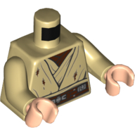 Torso Robe with Dirt Stains, Dark Brown Undershirt, and Utility Belt Print, Tan Arms, Light Nougat Hands Tan