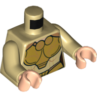 Torso Armor, Gold Chestplate and Belt Print, Tan Arms, Light Nougat Hands Tan