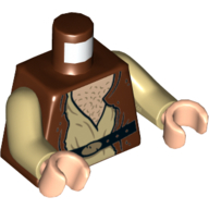 Torso Robe Open over Tan Tunic and Light Nougat Chest, with Black Belt Print, Tan Arms, Light Nougat Hands Reddish Brown