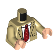 Torso, Jacket, White Shirt, Dark Red Tie print, Tan Arms, Light Nougat Hands Tan