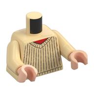 Torso, Knitted Sweater, Red Shirt print, Tan Arms, Light Nougat Arms Beige