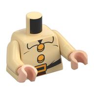 Torso, Black Belt, Bright Light Orange Belt Buckle, Buttons print, Tan Arms, Light Nougat Arms Beige