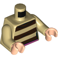 Torso Sweater with Dark Brown Stripes, Dark Pink Belt Print, Tan Arms, Light Nougat Hands Beige