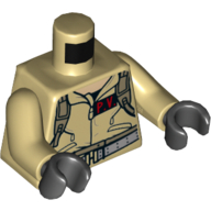Torso Jumpsuit with 'P.V.' ID Badge / 'PETER' on Back Print, Tan Arms, Black Hands Beige