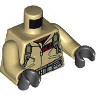 Torso Jumpsuit with 'W.Z.' ID Badge / 'Winston' on Back Print, Tan Arms, Black Hands Beige