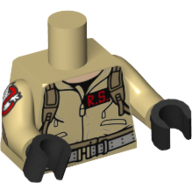 Torso Jumpsuit with 'R.S.' ID Badge Print, Tan Arms with Ghostbusters Logo, Black Hands Beige