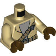 Torso Jacket with Gray Undershirt, Dark Tan Shoulder Belt and Belt with Pouches Print, Tan Arms, Dark Brown Hands Beige