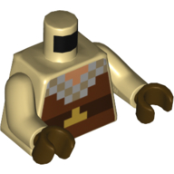 Torso Pixelated Tunic, Reddish Brown, Dark Brown, Light Bluish Gray Squares Print, Tan Arms, Dark Brown Hands Beige
