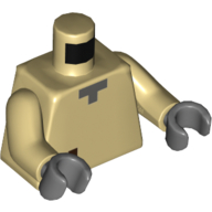 Torso Pixelated Dark Bluish Gray Squares Print, Tan Arms, Dark Bluish Gray Hands Beige