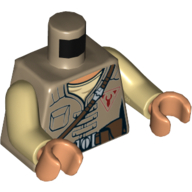 Torso Jacket with Brown Diagonal Belt and Red Freemaker Logo Print (Kordi), Tan Arms, Nougat Hands Dunkelbeige