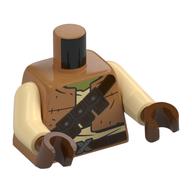 Torso, Jacket, Tan Shirt, Dark Brown Belt, Strap, Pockets print, Tan Arms, Reddish Brown Hands Medium Nougat