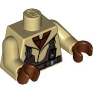 Torso Jacket with Dark Bluish Gray Harness Print (Naboo Fighter), Tan Arms, Reddish Brown Hands Tan