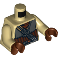 Torso Armor Plates, Reddish Brown Waist Sash and Ammunition Belt Print (Boushh), Tan Arms, Reddish Brown Hands Beige