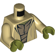 Torso Robe, Dark Tan Undershirt, Olive Green Neck, Thick Creases Print (Yoda), Tan Arms, Olive Green Hands Beige