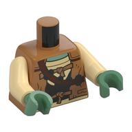 Torso, Jacket, Tan Shirt, Straps, Reddish Brown Ammo Belt with Silver Grenades, Armor print, Tan Arms, Sand Green Hands Medium Nougat