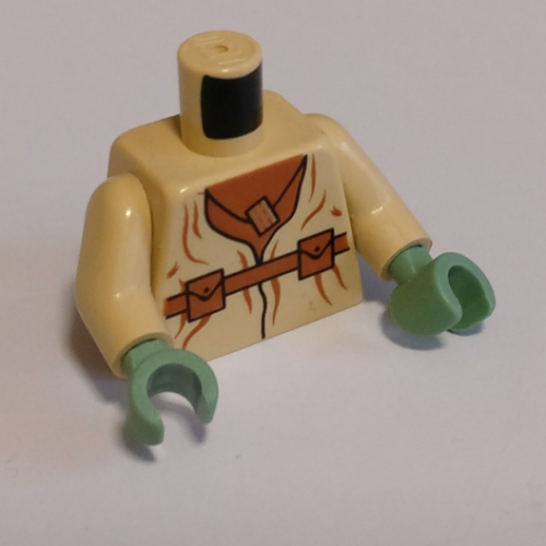 Torso Robe, Belt Pockets and Necklace Blissl Flute Print (Yoda), Tan Arms, Sand Green Hands Beige
